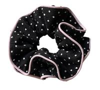 Elastici Capelli Donna 2PC Polka Dot Fabric Scrunchies, Black & White With Pink Trim, Cute Retro-Style Hair Ties, Stylish Daily Wear Party per Accessori(Black)