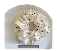 Elastici Capelli Donna 2pcs Polka Dot White Scrunchies 12cm Large Hair Bands Female Elegant Black Hair Rope Ties Kawaii Ponytail Holder(White)