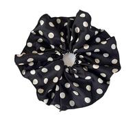 Elastici Capelli Donna 2pcs Retro Pleated Satin Polka Dots Large Hair Scrunchies Headbands Womens Head Rope Hair Tie Female Rubber Band(Color2)