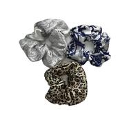 Elastici Capelli Donna 3 elastici for capelli in seta, larghezza 6 cm, grandi for coda di cavallo, fasce for in lusso for donna, colore grigio(Color-05)