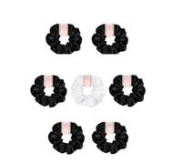 Elastici capelli donna 7 elastici for capelli in raso for ricci e spessi da donna, for coda di cavallo grandi, graziosi for non danneggiare le code(Black)