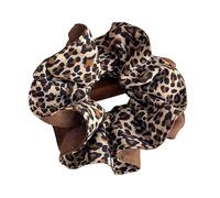 Elastici Capelli Donna Coffee Leopard Double-Layer Hair Tie With Advanced Sense Hair Rope Flower Bud Head Rope Autumn Winter Hair Accessories