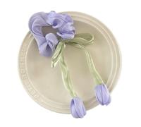 Elastici Capelli Donna Fasce for capelli carine da donna e da ragazza, eleganti, a tulipano, con fermaglio for coda di cavallo, fiocco, accessori for capelli Chouchou(PURPLE silk)