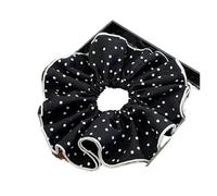 Elastici Capelli Donna Four-layers Large Size Hair Ties Double-layer Dots Large Hair Scrunchies Band Ponytail Rope Gentle Hair Accessories(Black two layer)