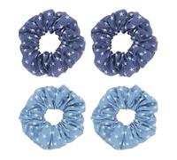 Elastici Capelli Donna Set di 4 elastici for capelli in denim for donna, design retrò, for in tessuto jeans blu femminile(Color4)