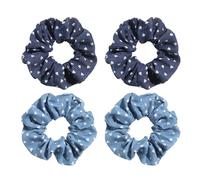 Elastici Capelli Donna Set di 4 elastici for capelli in denim for donna, design retrò, for in tessuto jeans blu femminile(Color3)