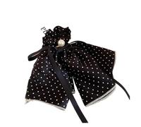 Elastici Capelli Donna Soft Bow Ribbon Dot Skirt Hem Scrunchies Women's Bun Hair Rope Ponytail Pearl Hair Tie Sweet Hair Accessories(Black)