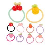 Elastici Chioma Ragazzo Ragazza Frutta, 12 Paia, Resina e Gomma | Sagome Ananas Fragola Ciliegia Pesca, per Casa e Scuola, Stile Tenero e Creativo