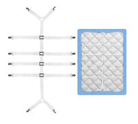 Elastici Ferma Lenzuola Regolabili,Elastici per Lenzuola con Angoli,120 cm - 250 cm Elastici Lenzuola con Pinze Clip,Tendi Lenzuola matrimoniali per Lenzuola, coprimaterassi, Letto o Divano (Bianco)