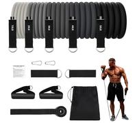Elastici Fitness,5 Livelli Elastico Palestra,10-150lbs Elastici Palestra Set con Ancoraggio per Porta,Maniglie,Cinghia per Caviglia,Fasce Elastiche Fitness Bande Elastiche Fitness,Grigio