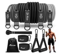 Elastici Fitness, Bande Elastiche Fitness con Maniglie e 5 Livelli di Bande di Resistenza da Lattice Naturale per Allenamento Palestra Pilates Yoga Riabilitazione, Kit Allenamento Casa per