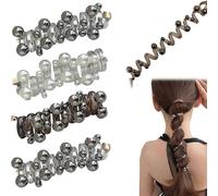 Elastici morbidi per capelli a spirale, non danneggiano i capelli, colorati, intrecciati e comodi, con cordoncino telefonico a spirale, tenuta delicata e sicura per tutti i tipi di capelli (4 pezzi)