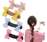 Elastici morbidi per capelli a spirale, non danneggiano i capelli, colorati, intrecciati e comodi, con cordoncino telefonico a spirale, tenuta delicata e sicura per tutti i tipi di capelli (4 pezzi)