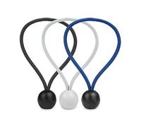 Elastici multiuso con sfera, set da 20 pezzi, 3 colori, ideali per la casa e in viaggio, uso universale (nero, 18 cm)