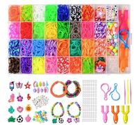 Elastici per Braccialetti, 1800+ Bracciale Elastici Colorati Loom Bands Kit 36 griglia, fai da te Bambina Elastici di Gomma Bracciale Lavorare