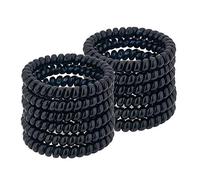Elastici per capelli a spirale (sottili neri, 12 pezzi), elastici per capelli spessi, elastici per capelli da donna, senza pieghe, per tutti i tipi di capelli, con spirale in plastica