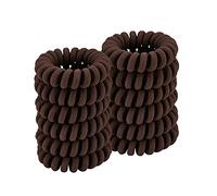 Elastici per capelli a spirale (tessuto caffè, 12 pezzi), elastici per capelli spessi, elastici per capelli da donna, senza pieghe, per tutti i tipi di capelli, con spirale in plastica
