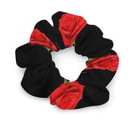 Elastici per capelli alla moda, anelli per capelli senza lasciare tracce per trecce e code di cavallo di lunga durata, fiori di rosa rossa, fiori neri, spirali per capelli per coda di cavallo senza do