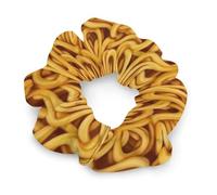 Elastici per capelli alla moda in morbido raso per donna, con texture a spaghetti ramen, fermacoda elastici e accessori per capelli.