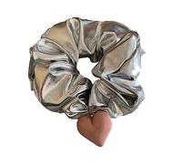 Elastici per capelli argentati con grande intestino per capelli alla moda con ciondolo a forma di cuore 3D fascia per capelli per amica ragazza