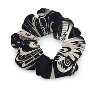 Elastici per capelli bianchi e neri con illustrazione tribale da donna, nessun danno, morbidi elastici per capelli con motivi stampati alla moda, fasce per capelli in raso per coda di cavallo, chignon