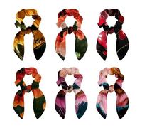 Elastici per capelli con fiocco, 6 pezzi, graziosi elastici per orecchie da coniglio, elastici per capelli con fiori di papavero rosso, per coda di cavallo, per donne e ragazze