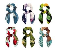 Elastici per capelli con fiocco, 6 pezzi, graziosi elastici per orecchie da coniglio, motivo unicorno galassia, elastici per capelli con fiocco, per donne e ragazze