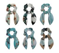 Elastici per capelli con fiocco, fiori e farfalle bianche, con orecchie da coniglio, 6 graziosi elastici con fiocchi per ragazze, nastri per capelli, corde elastiche per coda di cavallo, elastici per