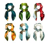 Elastici per capelli con fiocco, motivo a pera, con orecchie da coniglio, 6 graziosi elastici con fiocchi per ragazze, nastri per capelli, corde elastiche per coda di cavallo, elastici per capelli