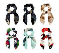Elastici per capelli con fiocco, motivo pipistrello, con orecchie da coniglio, 6 graziosi elastici con fiocchi per ragazze, nastri per capelli, corde elastiche per coda di cavallo, elastici per