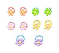 Elastici per capelli con fiori, 10 elastici per capelli per bambini, con fiori di prugna, elastici per capelli e coda di cavallo per ragazze