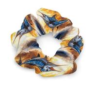 Elastici per capelli con motivo Marlin blu, tramonto sull'oceano, pesca, con chiffon, fasce elastiche per capelli, fermacoda, accessori per capelli, elastici per capelli