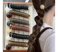 Elastici per capelli con palline vintage, lisci, elastici, da donna, semplici, per coda di cavallo, treccia, accessori (4 pezzi, misti)