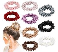 Elastici per Capelli con Perle, 9 Pcs Elastico per Capelli con Perle, Accessori per Capelli Donna, Fasce Elastiche per Capelli con Perle, Elastici Capelli Donna per Donne e Ragazze