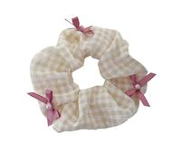 Elastici per capelli con stampa a quadri, con perle sintetiche, ad alta elasticità, nessun danno, tessuto morbido, per donne e ragazze, coda di cavallo, chignon quotidiano, pendolarismo, appuntamenti