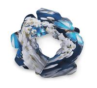 Elastici per capelli, con stampa di farfalle blu, fiori bianchi, elastici per capelli, morbidi accessori per capelli, adatti a tutti i tipi di capelli