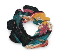 Elastici per capelli, con stampa tavola da surf e fiori, elastici per capelli, morbidi accessori per capelli, adatti a tutti i tipi di capelli
