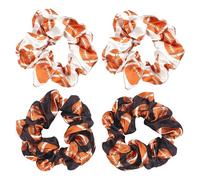 Elastici per capelli da calcio, per sport, rugby, in seta, per tifo e coda di cavallo, per donne e ragazze (bianco, nero), confezione da 4