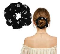 Elastici per capelli da donna con fiori, elastici in seta, adatti per acconciature spesse e sottili e ricci, carini elastici neri per coda di cavallo, nessun danno, non si piegano, non fanno male