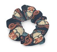 Elastici per capelli da donna con personaggi pirati, nessun danno, morbidi elastici per capelli con motivi stampati alla moda, fasce per capelli in raso per coda di cavallo, chignon, allenamento e