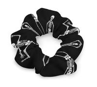 Elastici per capelli da donna con simpatici teschi e scheletri danzanti, neri ed elasticizzati, perfetti per acconciature divertenti e uniche, non danneggiano i cavi dei telefoni, gli elastici per cap