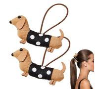 Elastici per capelli da ragazza, 2 elastici per coda di cavallo a forma di bassotto, decorativi alla moda per coda di cavallo, elastici per capelli in stile cartone animato, per compleanni e