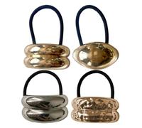 Elastici per capelli in metallo, 4 elastici geometrici, dorati | Elastici geometrici per coda di cavallo, da donna, per acconciature quotidiane, palestra, yoga, viaggi, lavoro, ufficio