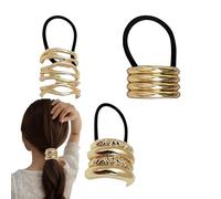 Elastici per capelli in metallo, color oro, 3 elastici per capelli da donna, stile retrò, non danno, eleganti, design geometrico retrò, per tutti i giorni, lavoro, appuntamenti