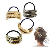 Elastici per capelli in metallo, Elastici per capelli in metallo per donna | Supporti per coda di cavallo elastici geometrici 4X - Cravatta per da donna con coda di cavallo Fasce elastiche per c