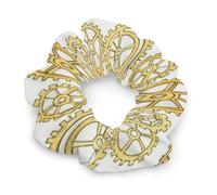 Elastici per capelli in raso con ingranaggi di orologio, stile steampunk, tema meccanico, elastici dorati, elastici per capelli alla moda, fermacoda elastici, accessori per capelli da donna e ragazza,