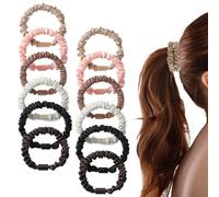 Elastici per capelli in seta, 12 pezzi, piccoli elastici per capelli, elastici per coda di cavallo, confezione da scrub neutro, elastici per capelli spessi, diametro 6 cm, regalo ideale per donne