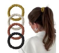 Elastici per capelli in seta di gelso, da donna, confezione da 4, antiscivolo, piccoli elastici in seta sottili, elastici per capelli in seta non danno danno e per dormire (oro, bianco, caffè, nero)
