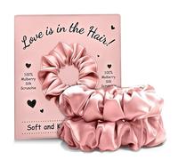 Elastici per capelli in seta - Seta in 100% seta di gelso, Silk Scrunchie, Silk Hair Ties in seta mulberry per dormire, scrunchies per capelli senza rottura dei capelli, confezione da 2 (rosa)