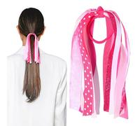 Elastici per capelli per donne e ragazze, con nastro rosa glitterato, per coda di cavallo, accessori per capelli, nastro rosa, elastici per capelli, per feste e eventi (stile B)